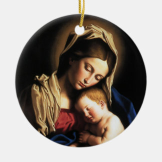 Madonna and child ceramic tree decoration