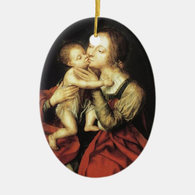 MADONNA AND CHILD CERAMIC TREE DECORATION (Front)