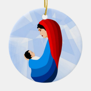 Madonna and Child Ceramic Tree Decoration