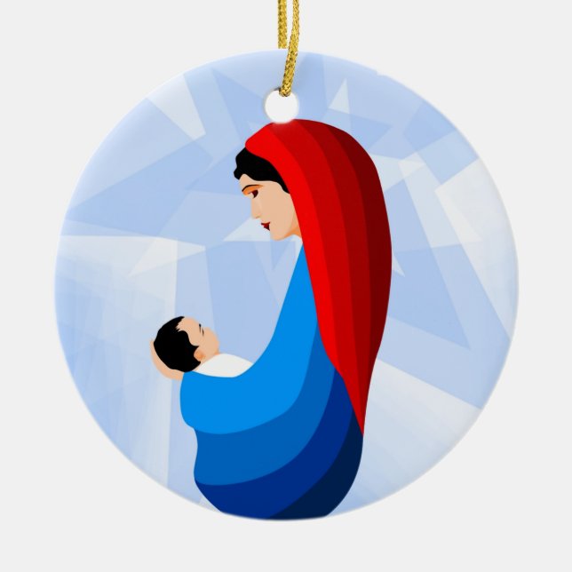 Madonna and Child Ceramic Tree Decoration (Front)
