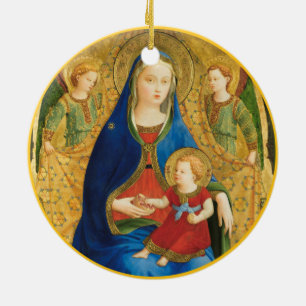Madonna and child ceramic tree decoration
