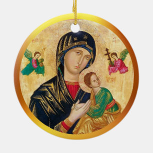 Madonna and child Christmas & golden frame Ceramic Tree Decoration