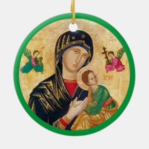 Madonna and child Christmas & green frame Ceramic Tree Decoration