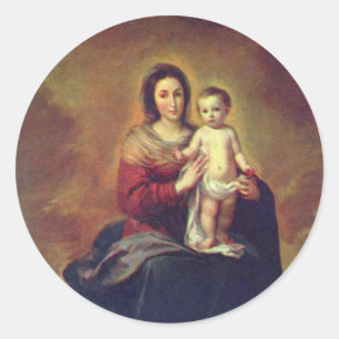 Madonna and Child Classic Round Sticker