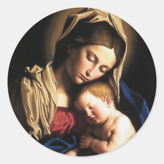 MADONNA AND CHILD CLASSIC ROUND STICKER (Front)