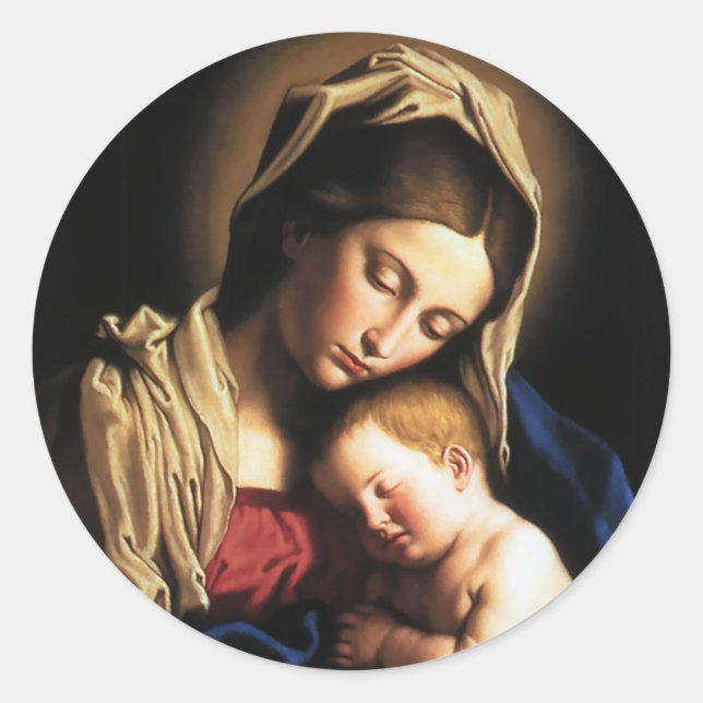 Madonna and Child Classic Round Sticker (Front)