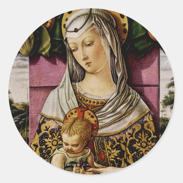 Madonna and Child Classic Round Sticker (Front)