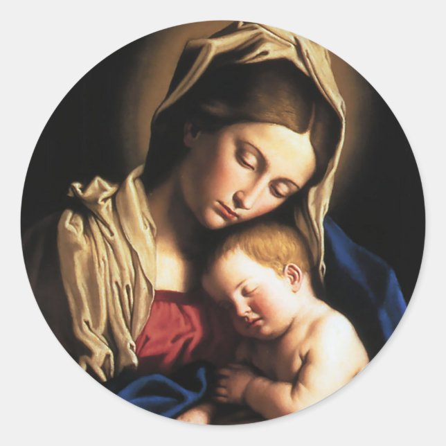 MADONNA AND CHILD CLASSIC ROUND STICKER (Front)