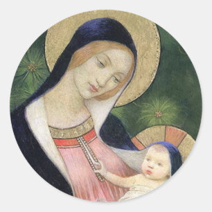MADONNA AND CHILD CLASSIC ROUND STICKER