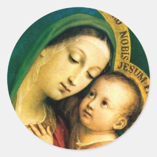MADONNA AND CHILD CLASSIC ROUND STICKER