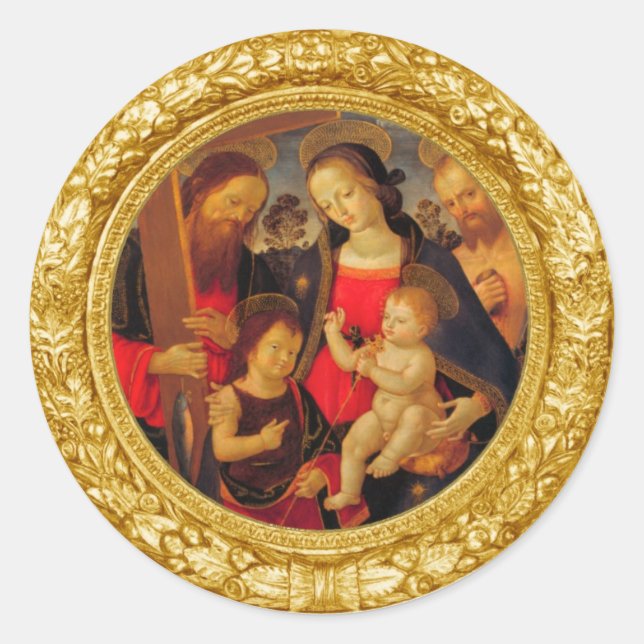 Madonna and Child Classic Round Sticker (Front)
