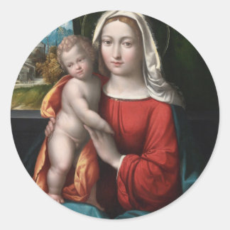 Madonna And Child Classic Round Sticker