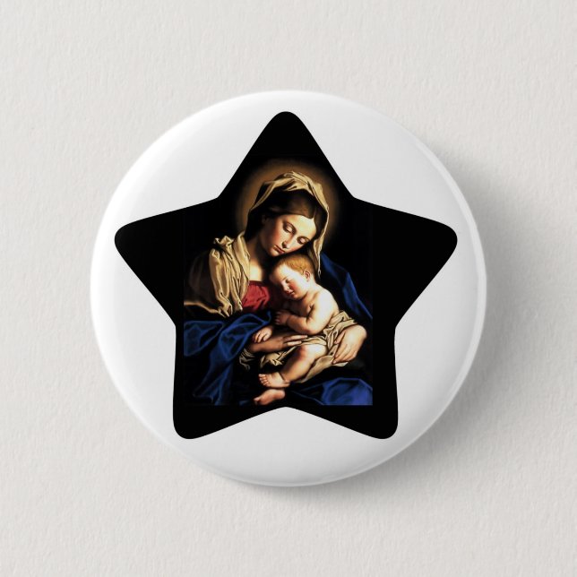 Madonna and Child Custom Button Star (Front)