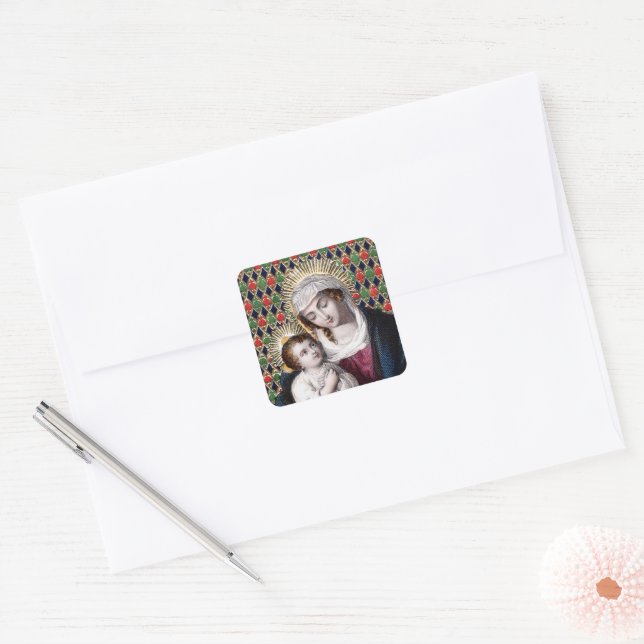 Madonna and Child (DPT 001) Square Sticker (Envelope)