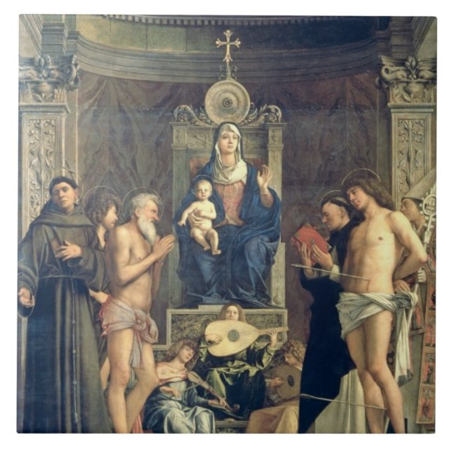 Madonna and Child Enthroned between SS. Francis, J Tile (Front)