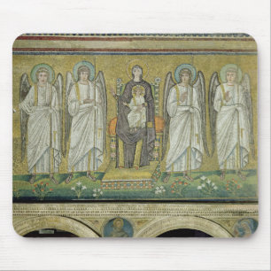 Madonna and Child enthroned by angels Mouse Mat