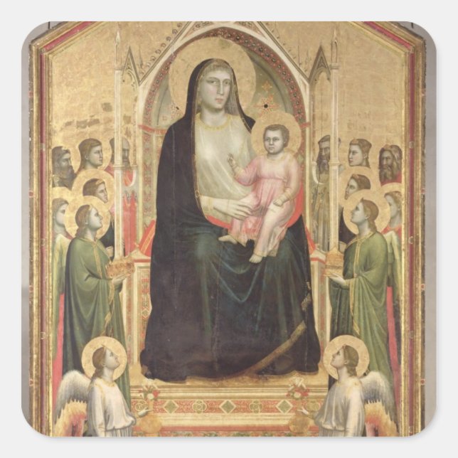 Madonna and Child Enthroned, c.1300-03 (PRE-restor Square Sticker (Front)
