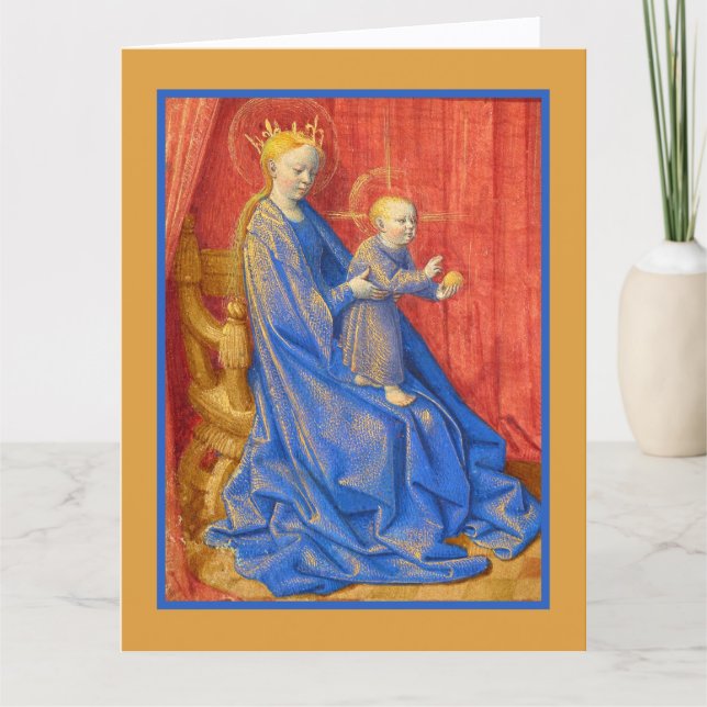 Madonna and Child Enthroned Jean Fouquet Holiday  Card (Front)