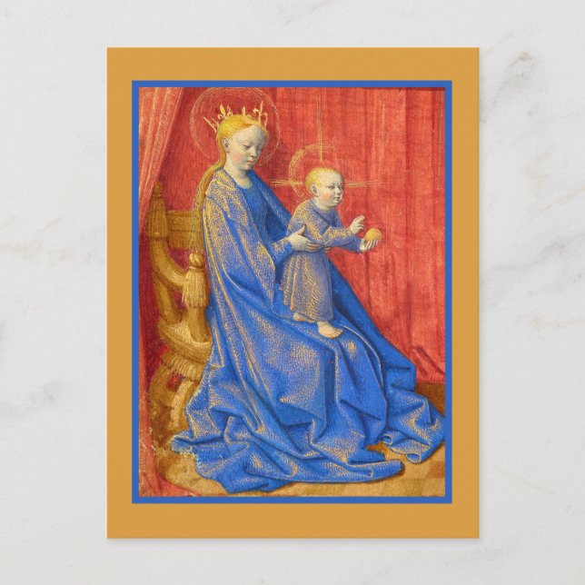 Madonna and Child Enthroned Jean Fouquet Holiday Postcard (Front)