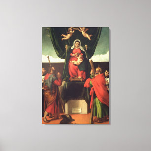 Madonna and Child Enthroned with Four Saints, 1546 Canvas Print