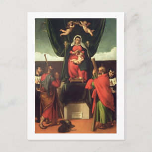 Madonna and Child Enthroned with Four Saints, 1546 Postcard