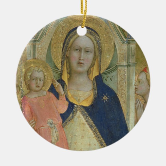 Madonna and Child enthroned with Saints, detail sh Ceramic Tree Decoration (Front)