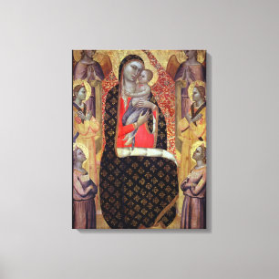 Madonna and child enthroned with six angels (panel canvas print