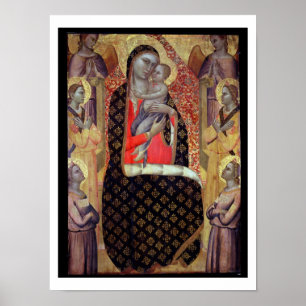 Madonna and child enthroned with six angels (panel poster