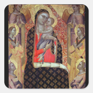 Madonna and child enthroned with six angels (panel square sticker