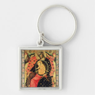 Madonna and Child Enthroned with Two Devout People Key Ring