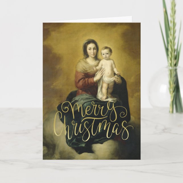 Madonna and Child, Fine Art Christmas Holiday Card (Front)