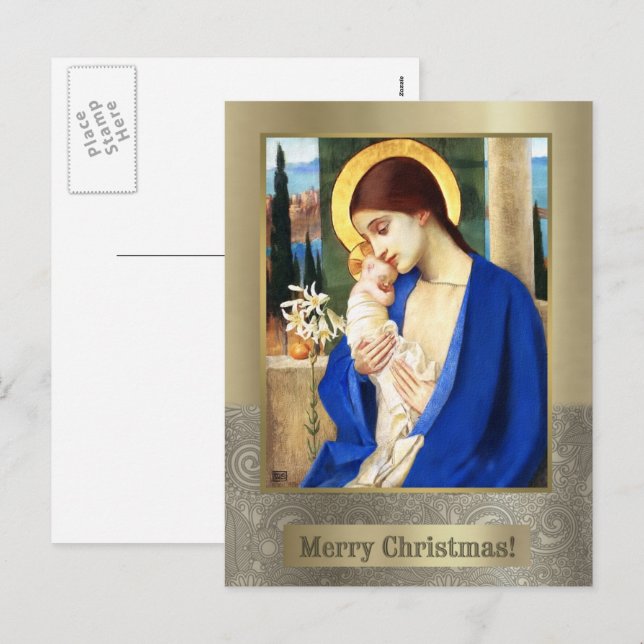 Madonna and Child. Fine Art Christmas Postcards (Front/Back)