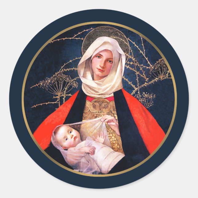 Madonna and Child. Fine Art Christmas Stickers (Front)