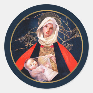 Madonna and Child. Fine Art Christmas Stickers
