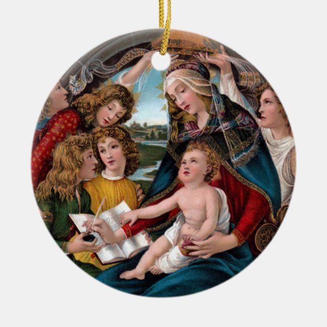 Madonna and Child: Florence, Italy Ceramic Tree Decoration (Front)