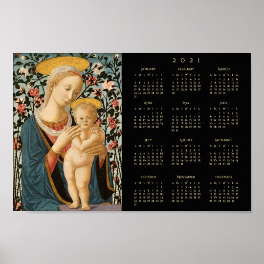 Madonna and Child Jesus 2021 Vintage Art Calendar Poster ...