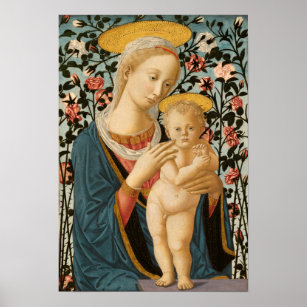 Madonna and Child Jesus Virgin Mary Vintage Art Poster