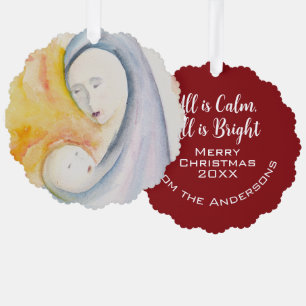 Madonna and Child Keepsake Modern Religious Tree Decoration Card