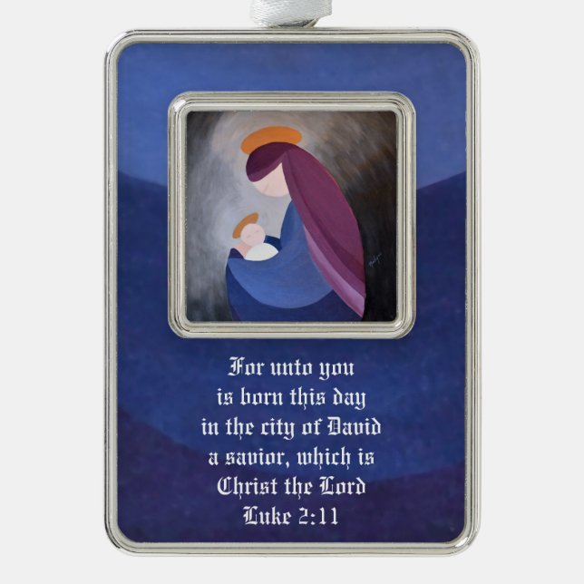Madonna and Child - Luke 2:11 Framed Ornament (Front)