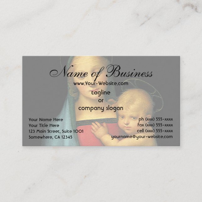 Madonna And Child, Madonna del Granduca by Raphael Business Card (Front)