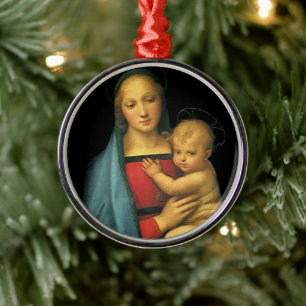Madonna And Child, Madonna del Granduca by Raphael Metal Tree Decoration