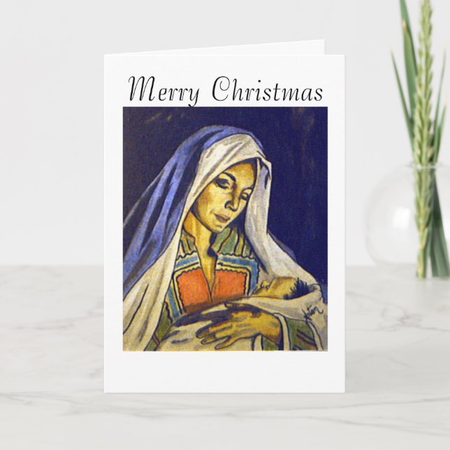 Madonna and Child, Merry Christmas Holiday Card (Front)