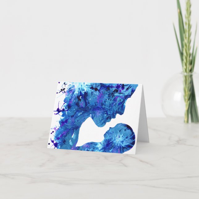 Madonna and Child Nativity Blue watercolor Holiday Card (Front)