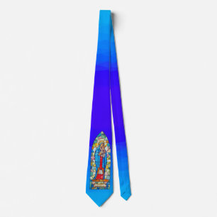 Madonna and Child Nativity Stained Glass Style Tie