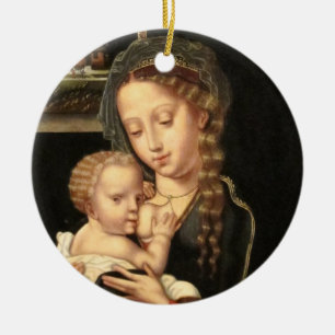 Madonna and Child Nursing Ceramic Tree Decoration