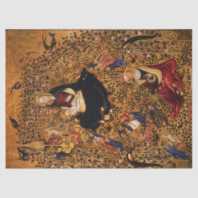 MADONNA AND CHILD OF ROSE BOWER,ANGELS Christmas Tissue Paper (Front)