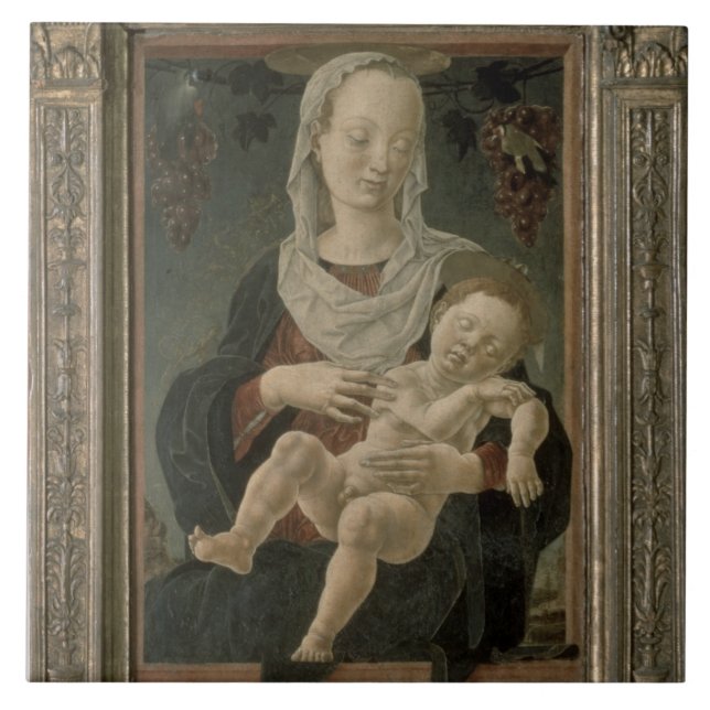 Madonna and Child (oil on panel) Tile (Front)