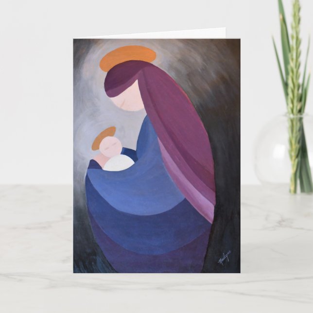 Madonna and Child painting Folded Christmas Card (Front)
