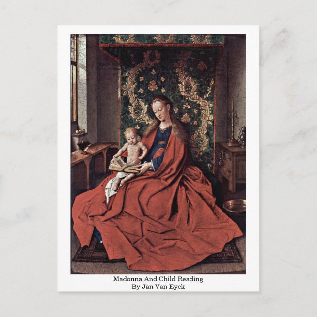 Madonna And Child Reading By Jan Van Eyck Postcard (Front)