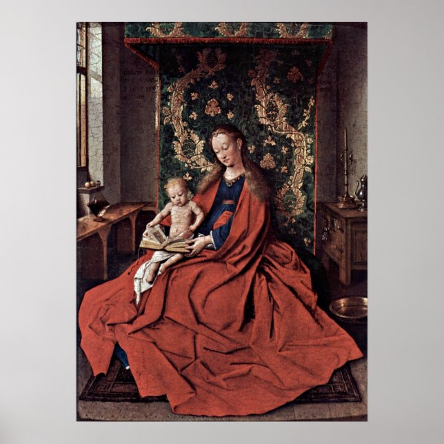 Madonna and child reading by Jan van Eyck Poster (Front)